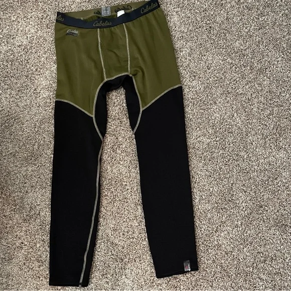 Cabela's E.C.W.C.S. Black and Green Thermal Base Layer Pant Size Large - Picture 3 of 7